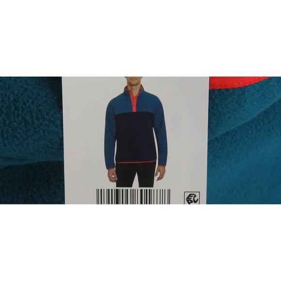 Lands' End Men's Polar Fleece Navy Aqua Pullover Medium New - Picture 5 of 6
